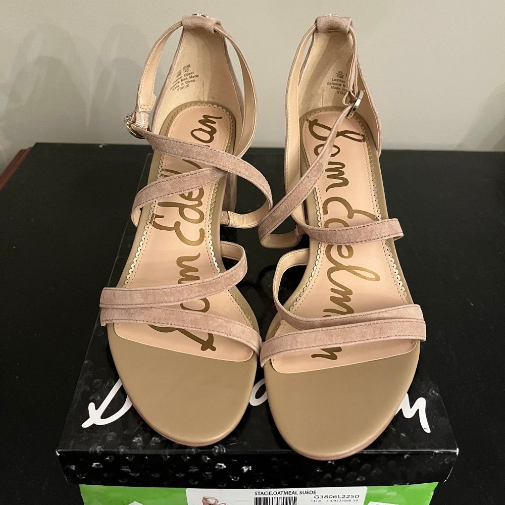 NEVER WORN Sam Edelman Suede Stacie Sandal/Block Heel, Tan